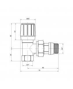 Кран радиаторный Icma 3/4" 28х1,5 с антипротечкой угловой №974