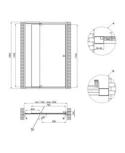 Душові двері в нішу Qtap Pisces WHI2011-12.CP5 110-120x185 см, скло Pattern 5 мм