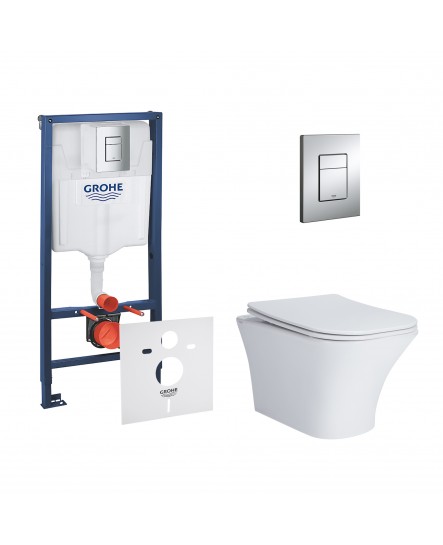 Набор инсталляция 4 в 1 Grohe Rapid SL 38772001 + унитаз с сиденьем Qtap Presto QT24332615EW