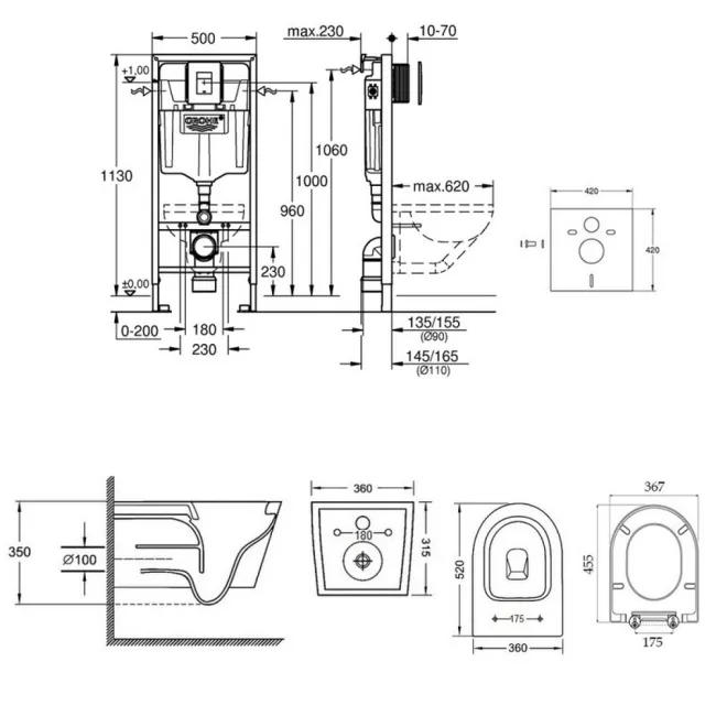 Набор инсталляция 5 в 1 Grohe Rapid SL 38827000 + унитаз с сиденьем Qtap Jay QT07335176W 2 Набор инсталляция 5 в 1 Grohe Rapid SL 38827000 + унитаз с сиденьем Qtap Jay QT07335176W 2
