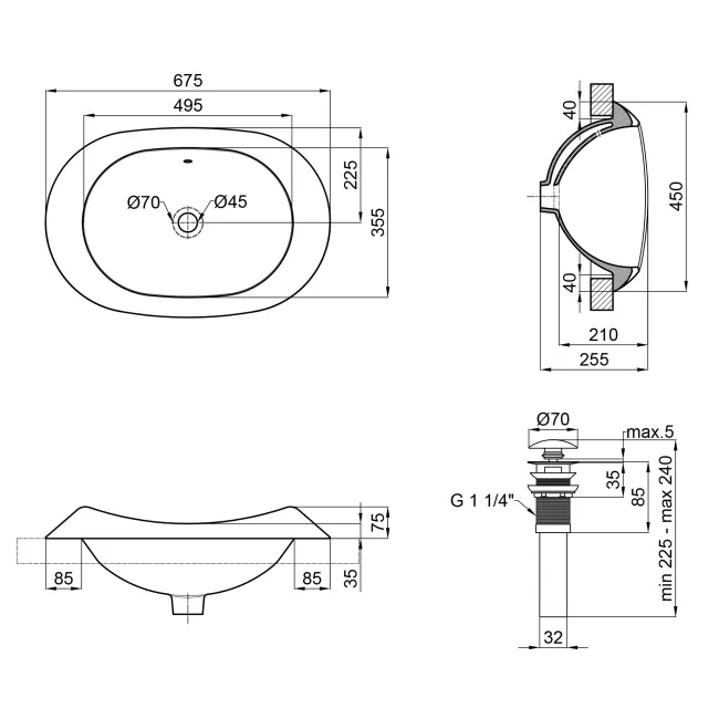 Раковина Qtap Leo 660x425x250 White с донным клапаном QT11114032W 2 Раковина Qtap Leo 660x425x250 White с донным клапаном QT11114032W 2