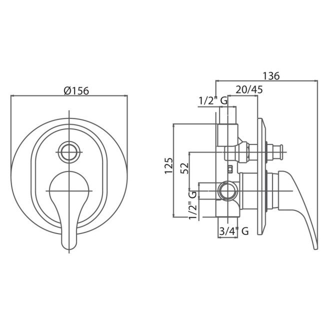 Змішувач прихованого монтажу для душу Bianchi Star INDSTR2010STRCRM для двох споживачів 2