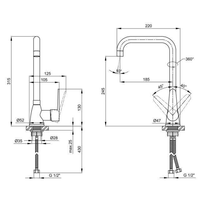 Смеситель для кухни Lidz (CRM) 14 34 014F-7 2