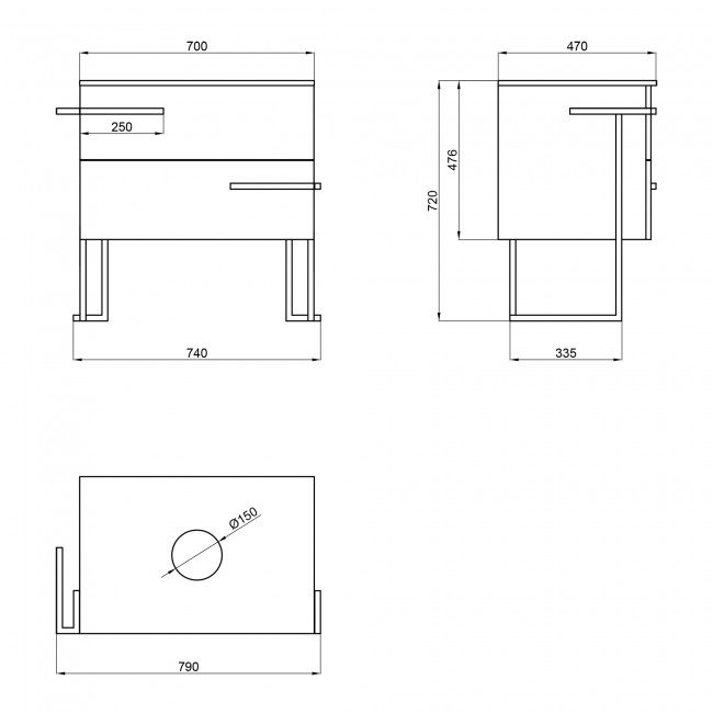 Тумба підлогова Qtap Taurus 700х616х437 White/Whitish oak зі стільницею QT2480TNT703WWO