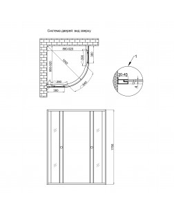 Душова кабіна Lidz Wieza SC90x90.SAT.MID.L, скло Linie 4 мм без піддона