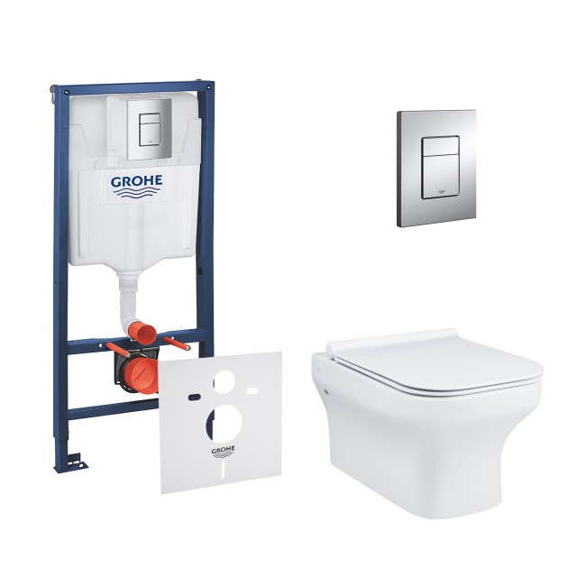 Набір інсталяція 4 в 1 Grohe Rapid SL 38772001 + унітаз з сидінням Qtap Cardinal QT0433C660HW