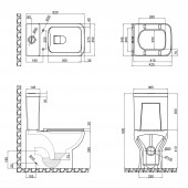 Унитаз-компакт Qtap Aries безободковый с сиденьем Soft-close QT03222171ARW