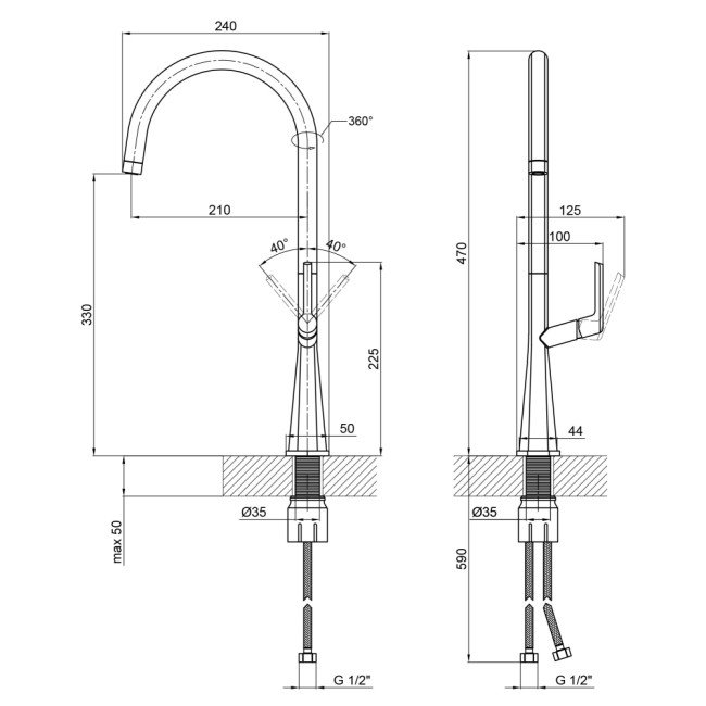 Смеситель для кухни Qtap Kuchyne 90X102UC 2