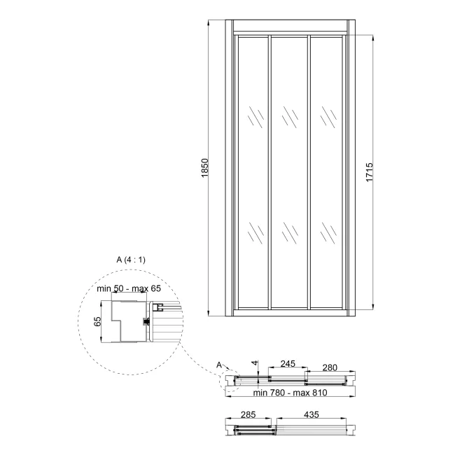 Душевая дверь в нишу Qtap Unifold CRM208.C4 78-81x185 см, стекло Clear 4 мм, покрытие CalcLess 2 Душевая дверь в нишу Qtap Unifold CRM208.C4 78-81x185 см, стекло Clear 4 мм, покрытие CalcLess 2