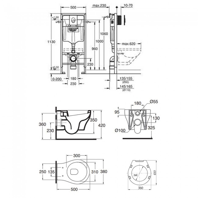 Набір унітаз Azzurra Vera VER100B1SOSK з сидінням Azzurra Vera VER1848TIF + інсталяція Grohe Rapid SL 38721001