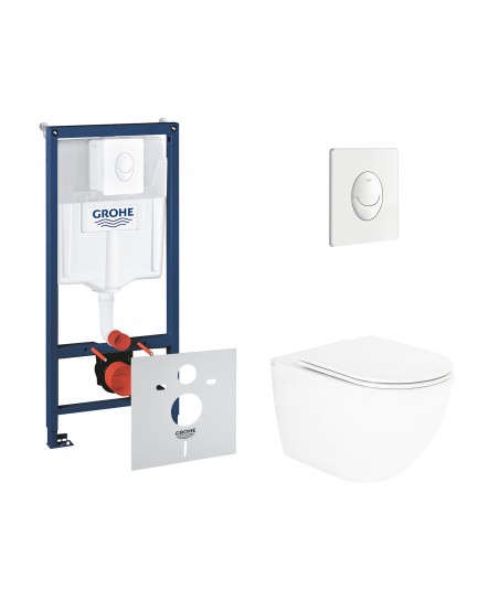 Набор инсталляция 4 в 1 Grohe Rapid SL 38722001 + унитаз с сиденьем Qtap Robin QT13332141ERW