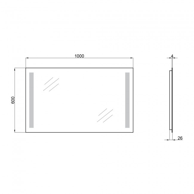 Дзеркало Qtap Mideya New 1000х600 з LED-підсвічуванням, Reverse QT20781403W