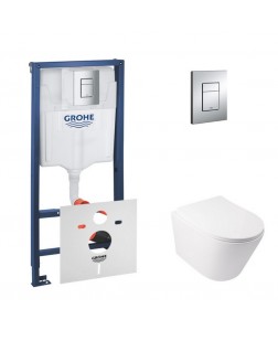 Набор инсталляция 4 в 1 Grohe Rapid SL 38772001 + унитаз с сиденьем Qtap Swan QT16335178W