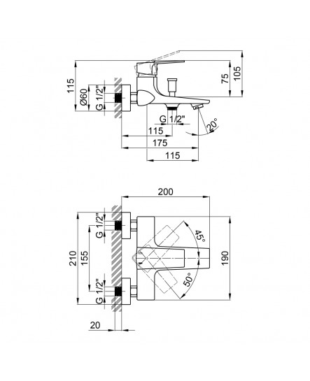 Смеситель для ванны Qtap Lodenice 3030101DC