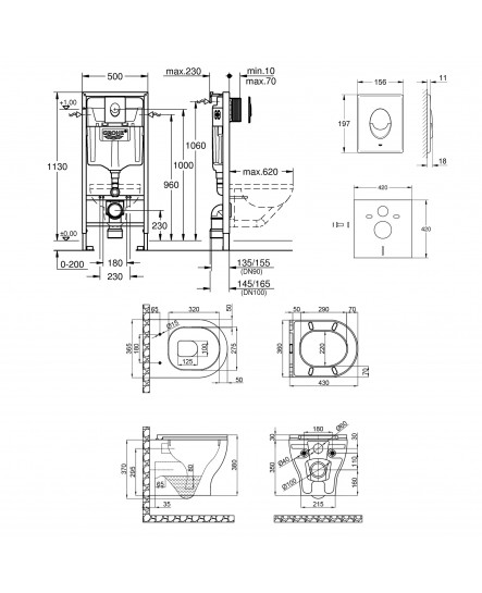 Набор инсталляция 4 в 1 Grohe Rapid SL 38721001 + унитаз с сиденьем Qtap Aries QT0333063ERW