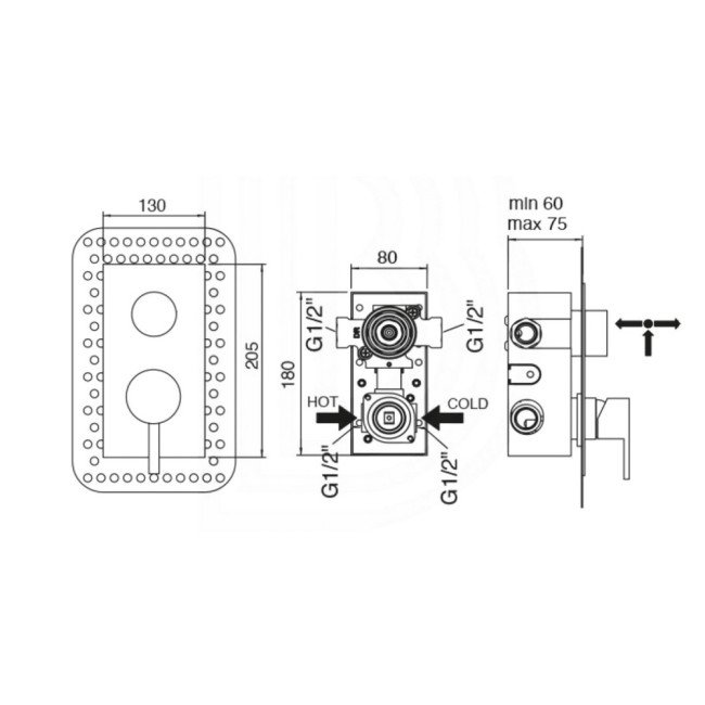 Змішувач прихованого монтажу для душу Bianchi Mini INDMIN2303CRM для двох споживачів 2