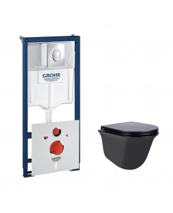 Набор инсталляция 4 в 1 Grohe Rapid SL 38721001 + унитаз с сиденьем Qtap Virgo QT1833051ERMB