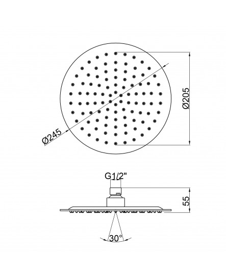 Лейка для верхнего душа Lidz (CRM) 51 10 103 25, Ø25 см