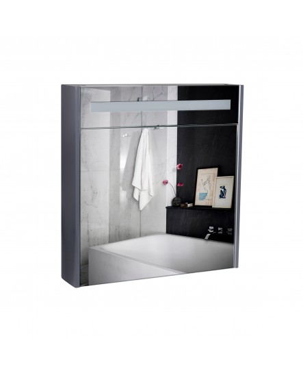 Зеркальный шкаф подвесной Qtap Robin 700х730х145 Graphite с LED-подсветкой QT1377ZP7002G