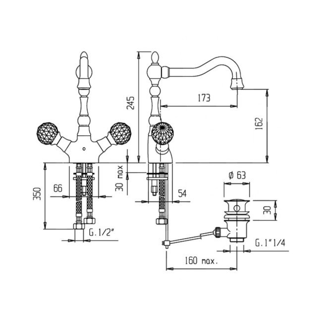 Змішувач для раковини Bianchi Boheme LVBBOM10360ACRM 2
