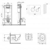 Набор Qtap инсталляция 4 в 1 с панелью смыва Nest (QT0133M425 + QT0111M11110W) + унитаз с сиденьем Jay QT07335176W