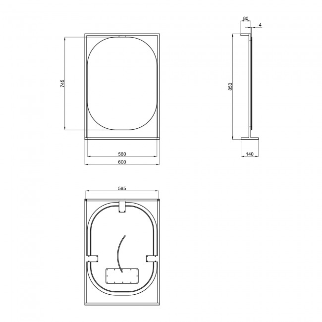 Зеркало Qtap Taurus 600х850х140 Black/Whitish oak с LED-подсветкой