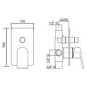 Змішувач прихованого монтажу для душу Bianchi Freedom INDFRE2010CRM для двох споживачів Змішувач прихованого монтажу для душу Bianchi Freedom INDFRE2010CRM для двох споживачів