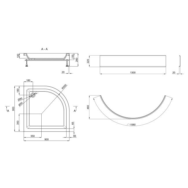 Душовий піддон Lidz Kupala з панеллю LKUST909026SET 2