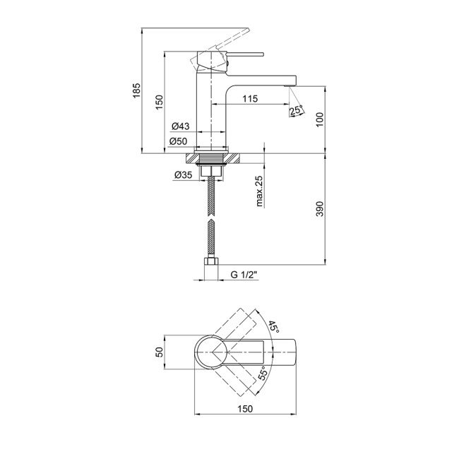 Змішувач для раковини Qtap Form CRM 001F 2