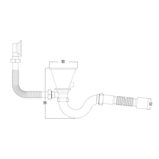 Сифон для кухонной мойки ULA 115 с круглым переливом 2