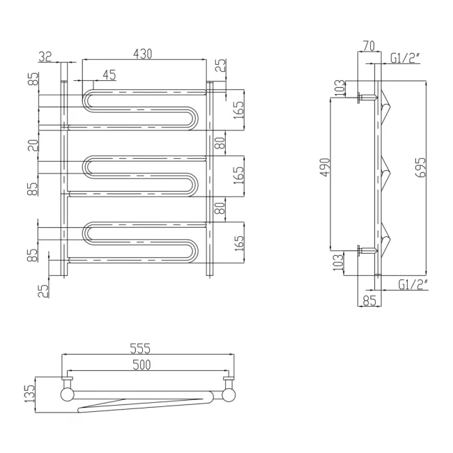 Сушарка для рушників водяна Lidz Zigzag (CRM) D32/20х1/2" 500x700 P3 2 Сушарка для рушників водяна Lidz Zigzag (CRM) D32/20х1/2" 500x700 P3 2
