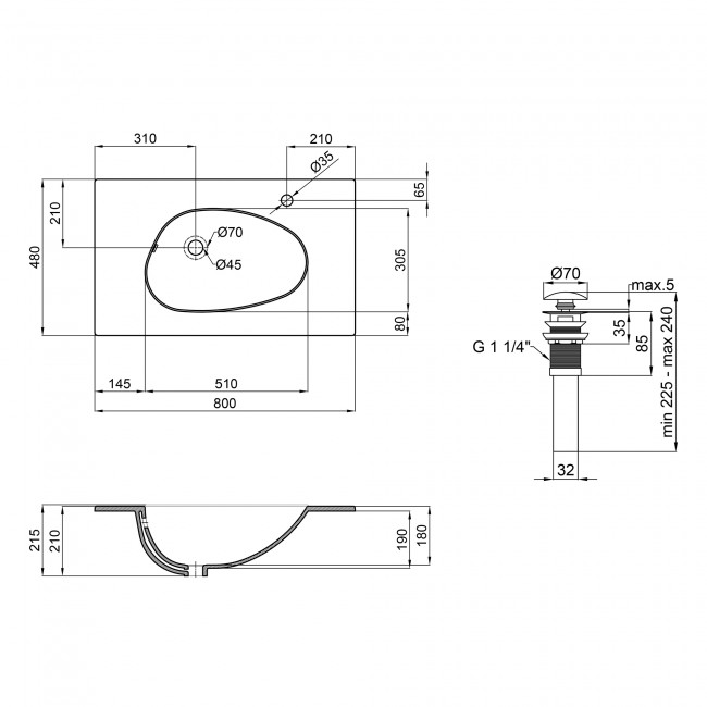 Раковина Qtap Virgo 800х480х167 White с донным клапаном QT1811FL8128BRW