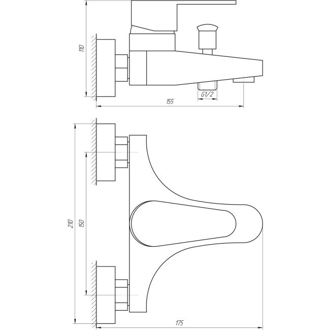 Змішувач для ванни Globus Lux MAIN SHM-102-M Змішувач для ванни Globus Lux MAIN SHM-102-M