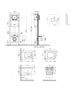 Набір Qtap інсталяція 4 в 1 з панеллю змиву Nest (QT0233M370 + QT0211P01V1176W) + унітаз з сидінням Gemini QT25332614EW