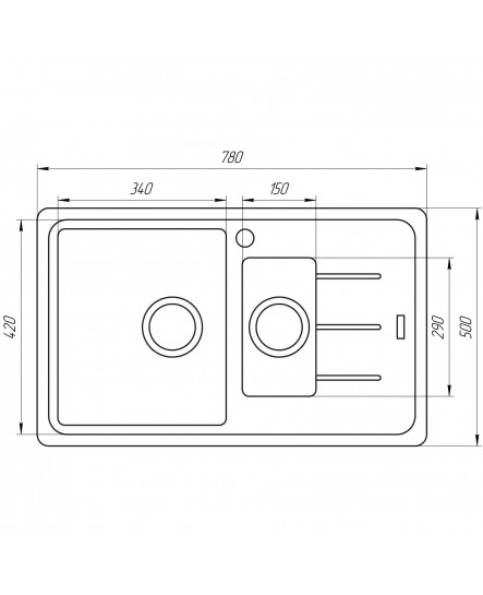 Гранітна мийка Globus Lux IZEO пiщаний 780x500мм-А0004