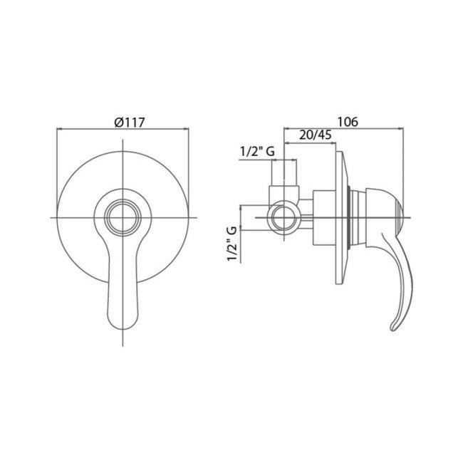 Змішувач прихованого монтажу для душу Bianchi Class INDCLS200700BLC 2