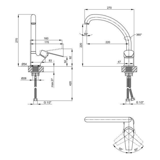 Смеситель для кухни Lidz (BLA) 40 87 007F-3 2