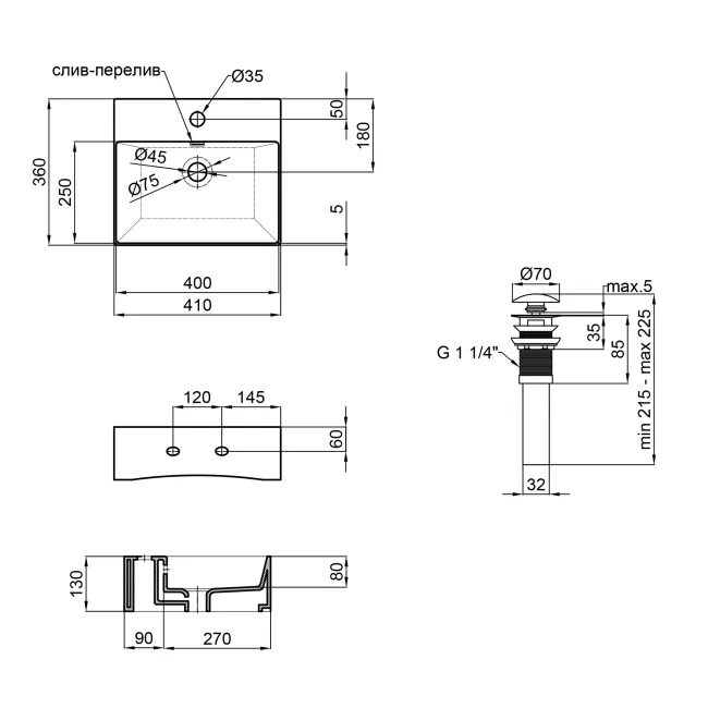 Раковина Qtap Nando K 410х355х125 White с донным клапаном QT12117041KW 2 Раковина Qtap Nando K 410х355х125 White с донным клапаном QT12117041KW 2