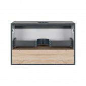 Тумба підвісна Qtap Robin 700х476х437 Graphite/Whitish oak зі стільницею QT1379TPН7002GWO