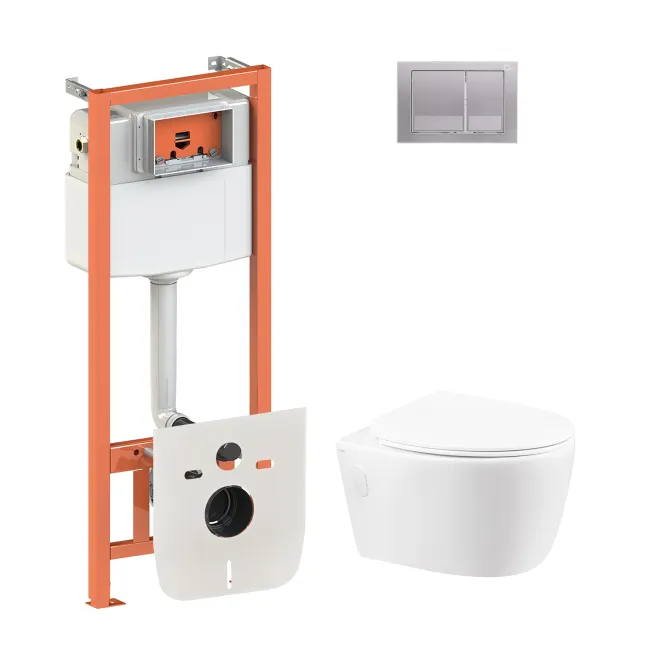 Набор Qtap инсталляция 4 в 1 с панелью смыва Nest (QT0133M425 + QT0111M06029SAT) + унитаз с сиденьем Leo QT11331002ERW Набор Qtap инсталляция 4 в 1 с панелью смыва Nest (QT0133M425 + QT0111M06029SAT) + унитаз с сиденьем Leo QT11331002ERW