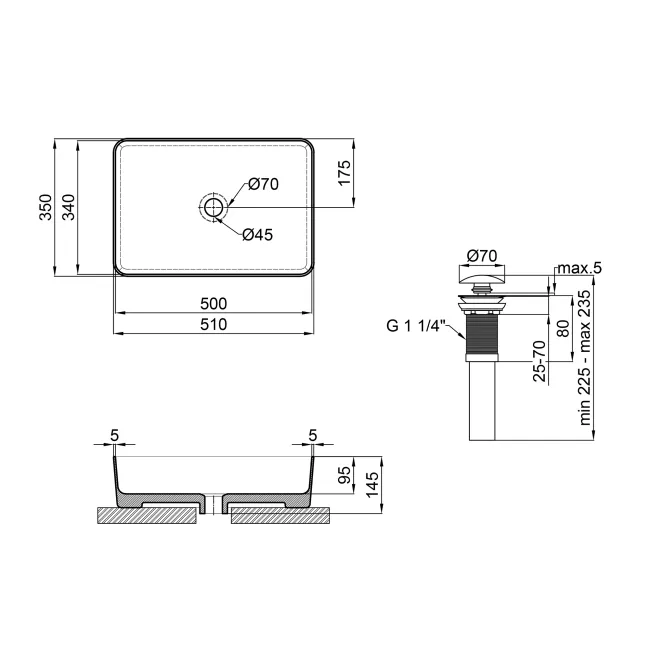 Раковина-чаша Qtap Tern 500х350х145 Matt black с донным клапаном QT1711A055MB 2 Раковина-чаша Qtap Tern 500х350х145 Matt black с донным клапаном QT1711A055MB 2