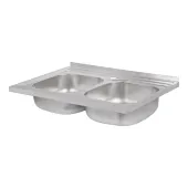 Кухонна мийка з двома чашами Lidz 6080 0,8 мм Satin (LIDZ6080DBSAT8)