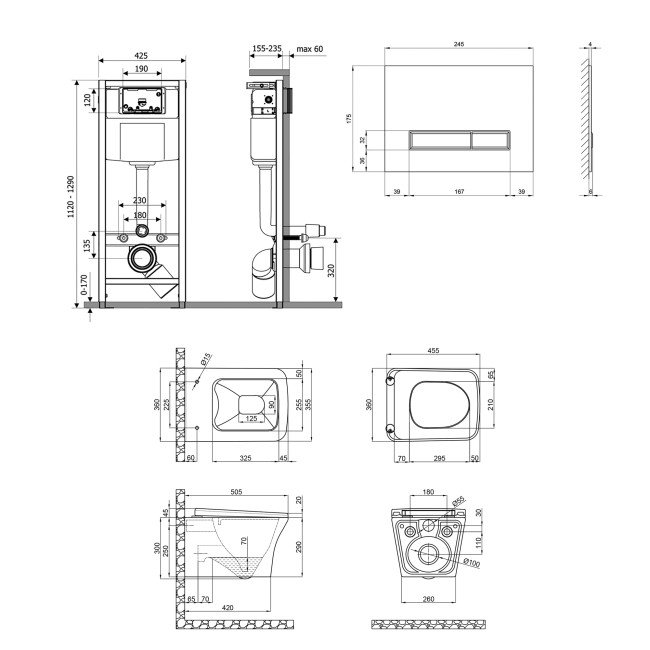 Набір Qtap інсталяція 4 в 1 з панеллю змиву Nest (QT0133M425 + QT0111V1105GW) + унітаз з сидінням Presto QT25332614EW 2