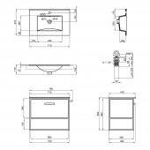 Комплект Qtap Taurus 700х580х437 White/Whitish oak тумба подвесная + раковина врезная QT2472TPT703WWO