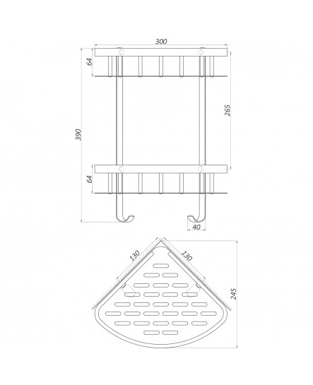 Полка двойная угловая TOPAZ TKB-9902-BL