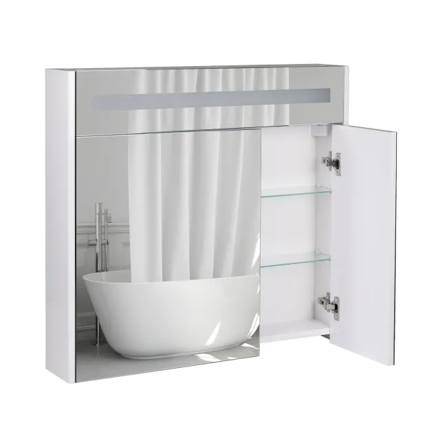 Зеркальный шкаф подвесной Qtap Robin 800х730х145 White с LED-подсветкой QT1377ZP8001W