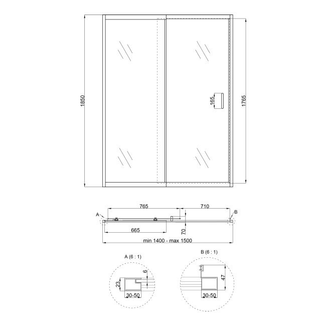 Душевая дверь в нишу Qtap Taurus CRM2014-15.C6 140-150x185 см, стекло Clear 6 мм, покрытие CalcLess 2 Душевая дверь в нишу Qtap Taurus CRM2014-15.C6 140-150x185 см, стекло Clear 6 мм, покрытие CalcLess 2