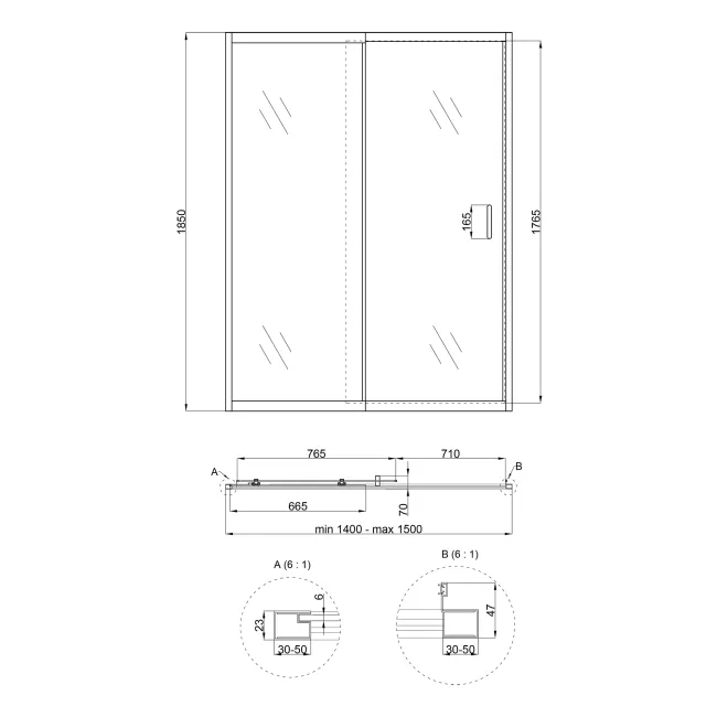 Душові двері в нішу Qtap Taurus CRM2014-15.C6 140-150x185 см, скло Clear 6 мм, покриття CalcLess 2 Душові двері в нішу Qtap Taurus CRM2014-15.C6 140-150x185 см, скло Clear 6 мм, покриття CalcLess 2