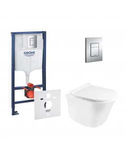 Набір інсталяція 4 в 1 Grohe Rapid SL 38772001 + унітаз з сидінням Qtap Virgo QT1833051ERW