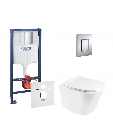 Набор инсталляция 4 в 1 Grohe Rapid SL 38772001 + унитаз с сиденьем Qtap Virgo QT1833051ERW